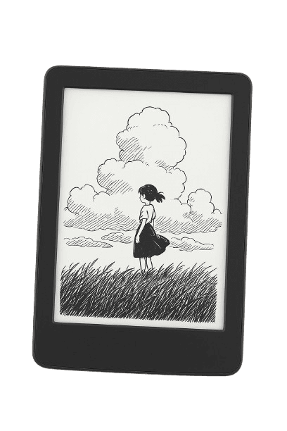 E-reader device displaying a custom screensaver created with our tool